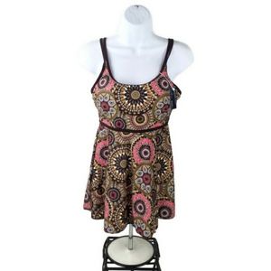 Summer Mae Maternity Tankini Swim Top Women Multicolor Medallion Print Medium